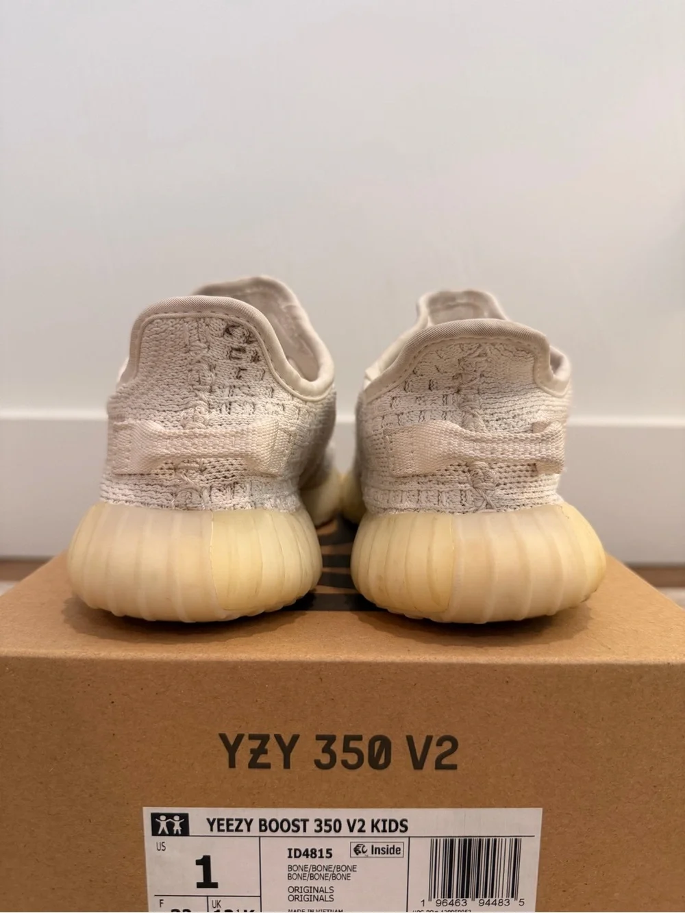 Pre-owned Yeezy Boost 350 V2 Bone Kids Size 1K